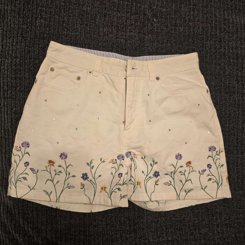 Tommy Hilfiger Cream Floral High Waist Shorts